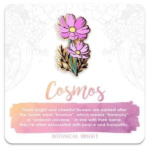 Cosmos Flower Enamel Pin -‎ Gold Plated Brooch - Nature & Floral Jewelry